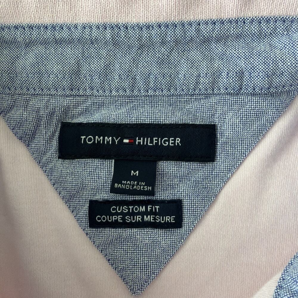 Tommy Hilfiger Custom Fit Polo Mens Medium Pink Embroidery Short Sleeve Shirt - Picture 2 of 8